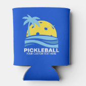 Funny Pickleball Palm Tree Sun Benutzerdefinierter Dosenkühler (Rückseite)