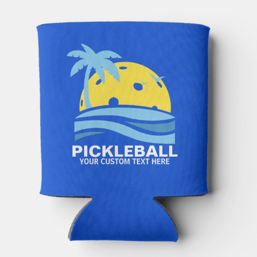 Funny Pickleball Palm Tree Sun Benutzerdefinierter Dosenkühler (Rückseite)