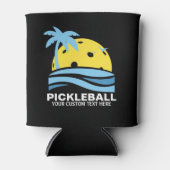 Funny Pickleball Palm Tree Sun Custom Text Black Dosenkühler (Vorderseite)