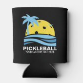 Funny Pickleball Palm Tree Sun Custom Text Black Dosenkühler (Rückseite)