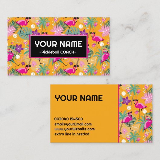 Funny Pickleball Party flamingos Visitenkarte (Vorne/Hinten)
