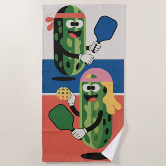 Funny Pickleball Pickle Headband Duo Strandtuch (Vorderseite)