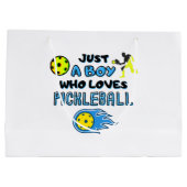 Funny Pickleball Player Nur ein Junge, der Lieben  Große Geschenktüte (Rückseite)