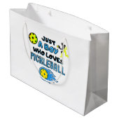 Funny Pickleball Player Nur ein Junge, der Lieben  Große Geschenktüte (Rückseite Schrägansicht)