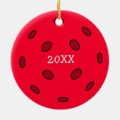 Funny Pickleball Puff Weihnachten Keramik Ornament (Hinten)