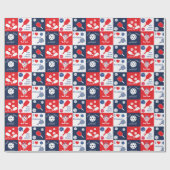 Funny Pickleball Red White Blue Pattern Geschenkpapier (Flach)