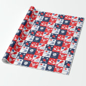 Funny Pickleball Red White Blue Pattern Geschenkpapier (Ungerollt)