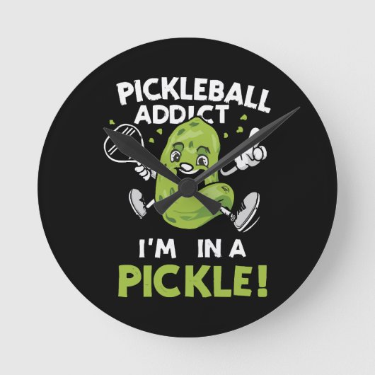 Funny-Pickleball Runde Wanduhr (Vorderseite)