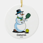 Funny Pickleball Snowman, Custom Foto & Text hinzu Keramik Ornament (Vorne)