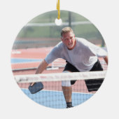 Funny Pickleball Snowman, Custom Foto & Text hinzu Keramik Ornament (Hinten)