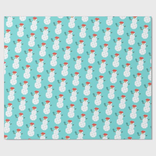 Funny Pickleball Snowman Holiday Wrapping Paper Geschenkpapier (Flach)