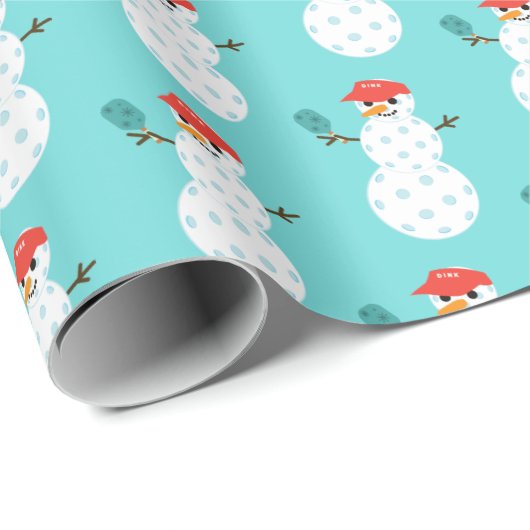 Funny Pickleball Snowman Holiday Wrapping Paper Geschenkpapier (Rolleneckpunkt)