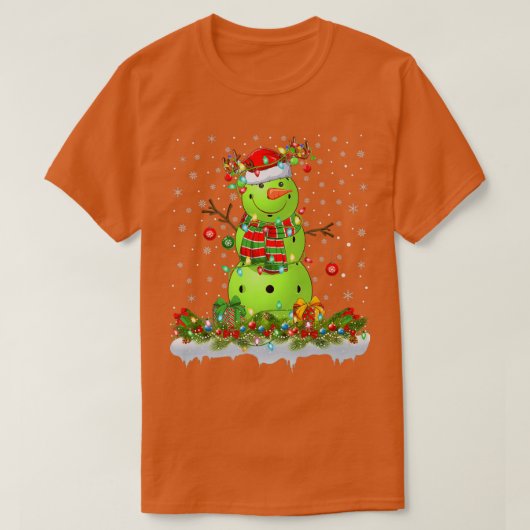 Funny Pickleball Snowman Xmas Lights Pickleball Ch T-Shirt (Design vorne)