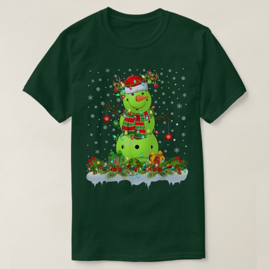 Funny Pickleball Snowman Xmas Lights Pickleball Ch T-Shirt (Design vorne)