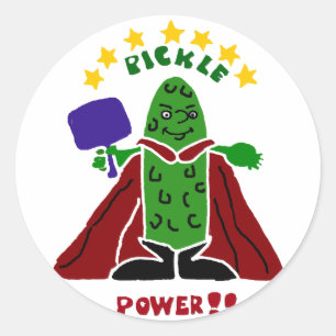 Funny Pickleball Super Hero Pickle Runder Aufkleber