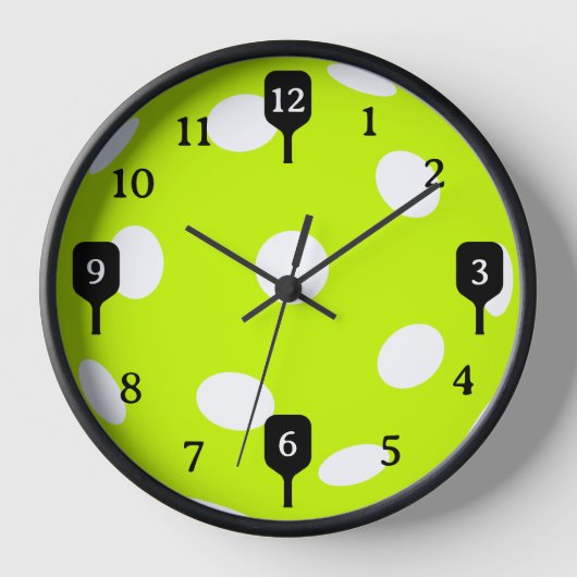 Funny Pickleball Time Black Paddles Uhr (Vorderseite)