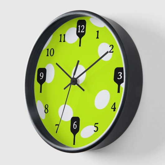 Funny Pickleball Time Black Paddles Uhr (Winkel)
