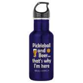 Funny Pickleball und Bier deshalb bin ich hier Edelstahlflasche (Vorderseite)