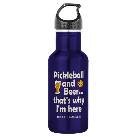 Funny Pickleball und Bier deshalb bin ich hier Edelstahlflasche (Vorderseite)