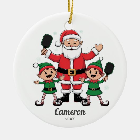 Funny Pickleball Weihnachten, Elfen, Foto, Keramik Ornament (Vorne)