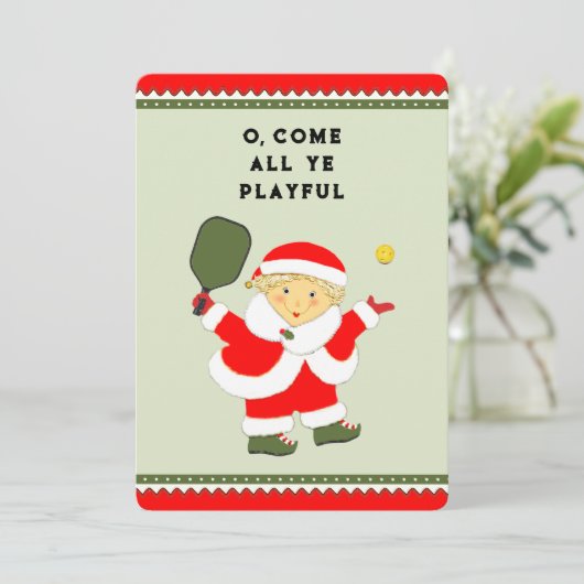 Funny Pickleball Weihnachtskarten Feiertagskarte (Stehend Vorderseite)