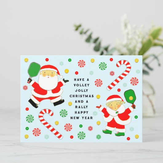 Funny Pickleball Weihnachtskarten Feiertagskarte (Stehend Vorderseite)