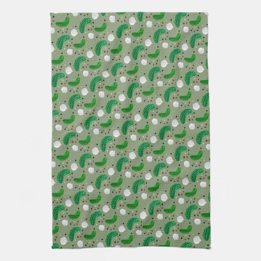 Funny Pickles Gherkins und Zwiebelmuster Geschirrtuch (Vertikal)
