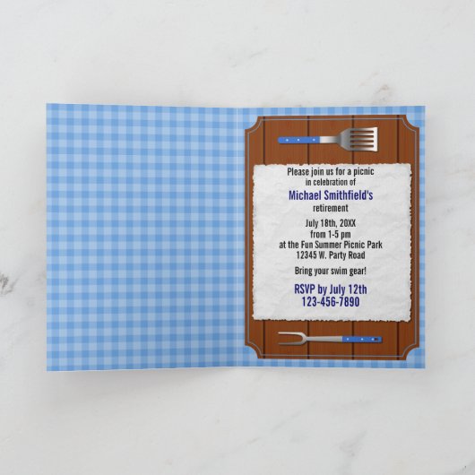 Funny Picnic Cookout Ketchup Senf Party Puff Einladung (Innenseite)