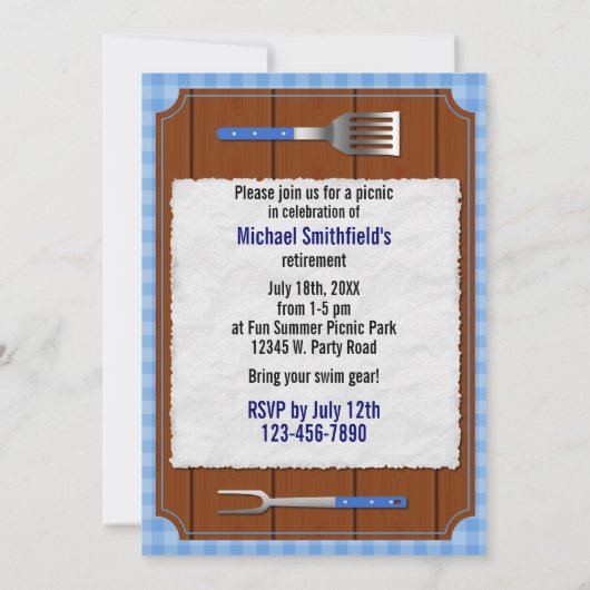 Funny Picnic Cookout Party Pub Einladung (Rückseite)