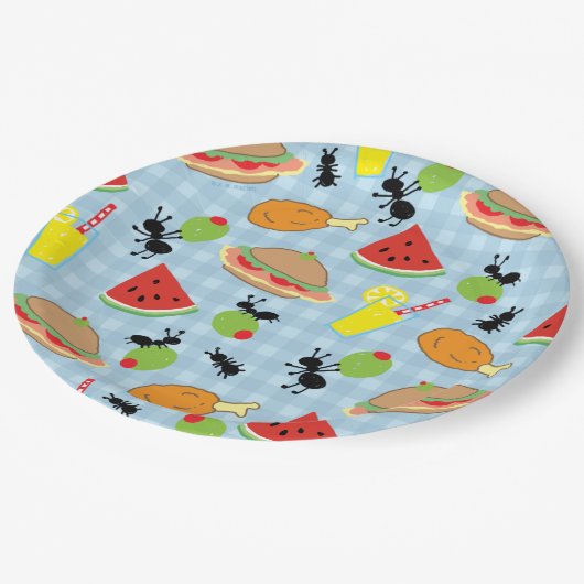 Funny Picnic Food Muster Papier Platte Pappteller (Schrägansicht)