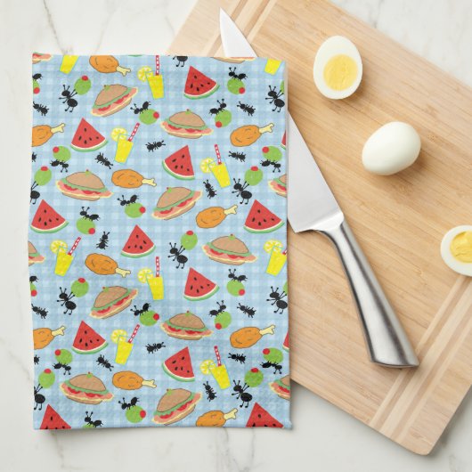 Funny Picnic Food Pattern Handtuch (Viertel Falte)