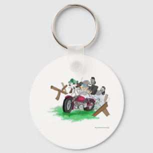 Funny picture of man on motorcycle crashing schlüsselanhänger