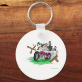 Funny picture of man on motorcycle crashing schlüsselanhänger (Vorderseite)