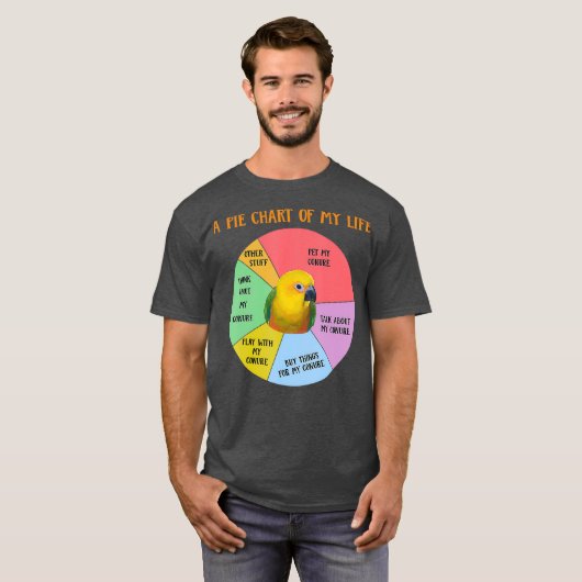 Funny Pie Chart Life Jenday Conure Parrot T-Shirt (Vorne ganz)