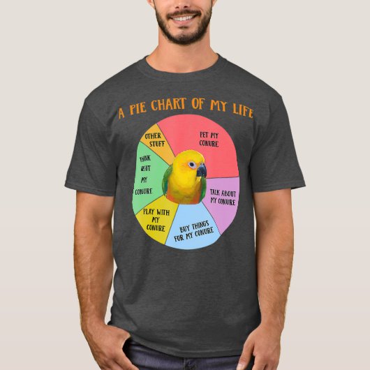 Funny Pie Chart Life Jenday Conure Parrot T-Shirt (Vorderseite)