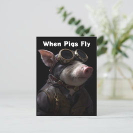 Funny Pig als Pilot Postkarte