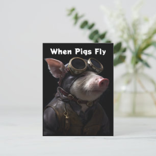 Funny Pig als Pilot Postkarte