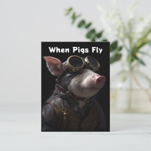 Funny Pig als Pilot Postkarte (Stehend Vorderseite)