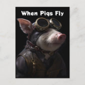 Funny Pig als Pilot Postkarte (Vorderseite)