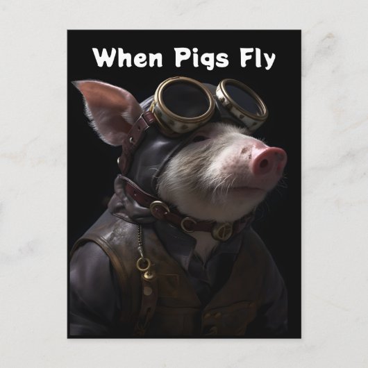 Funny Pig als Pilot Postkarte (Vorderseite)