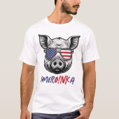 Funny Pig Amer-OINK-a Patriotic T-Shirt (Vorderseite)