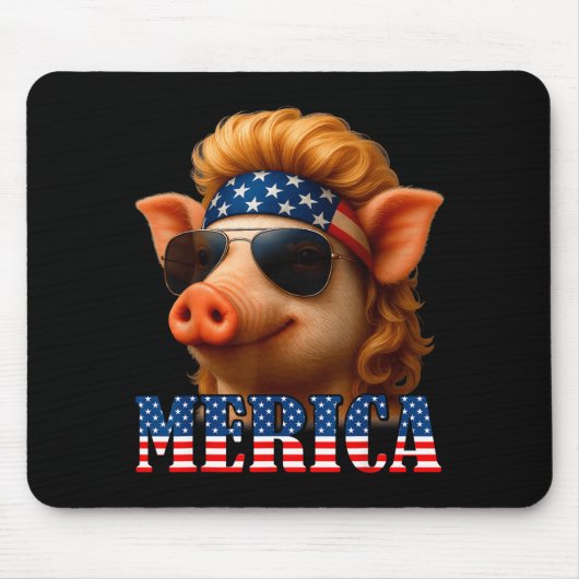 Funny Pig American Flag Farmer Independence Day 4t Mousepad (Vorne)