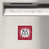 Funny Pig auf Red Kühlschrank Magnet (In Situ (Geschirrspüler))