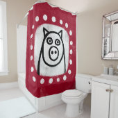 Funny Pig auf Red Showvorhang Duschvorhang (Beispiel)