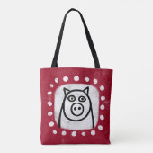 Funny Pig auf Red Tot Bag Tasche (Rückseite)
