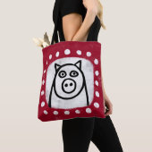 Funny Pig auf Red Tot Bag Tasche (Von Nahem)