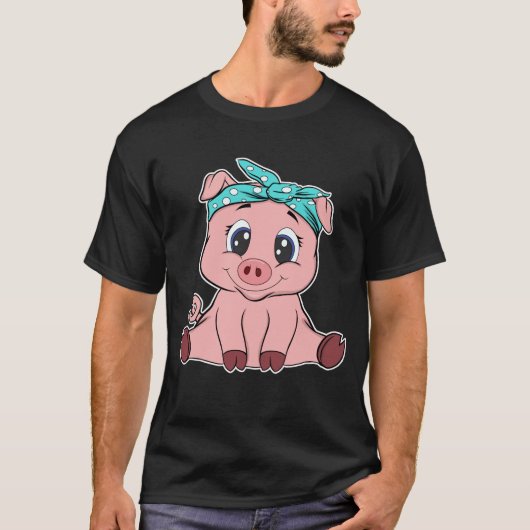 Funny Pig Bandana Niedlich Little Piggy Liebhaber  T-Shirt (Vorderseite)