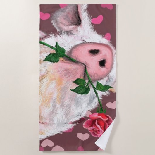 Funny Pig Beach Handtuch (Vorderseite)