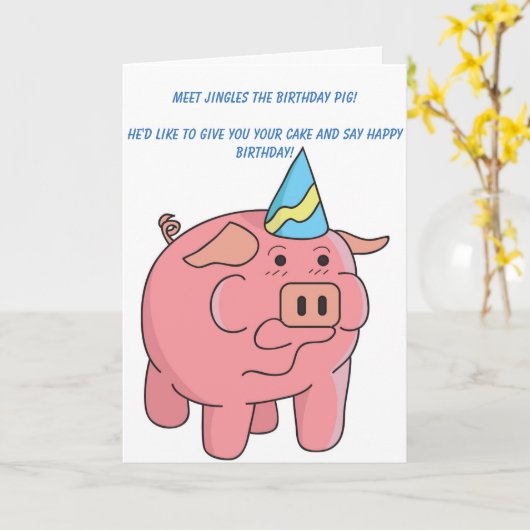 Funny Pig Birthday Card Karte (Gelbe Blume)