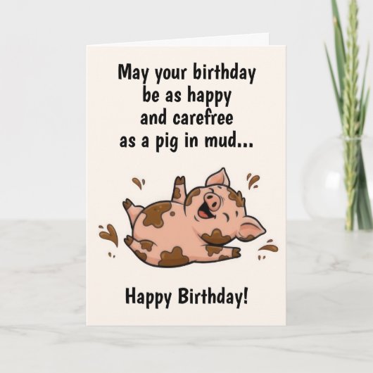 Funny Pig Birthday Karte (Vorderseite)